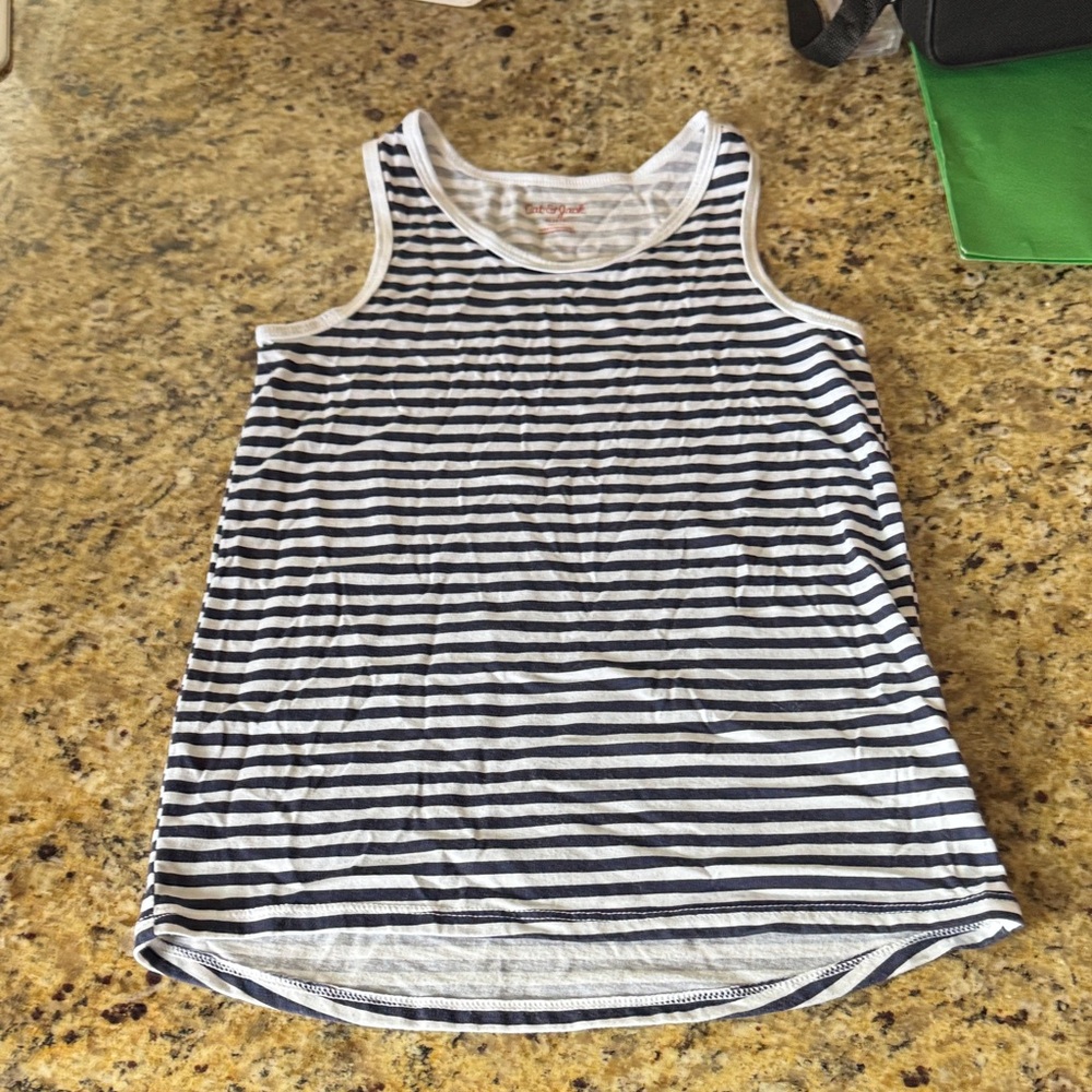 Cat & Jack Navy and White Striped Tank Top